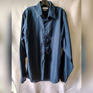 Men's Calvin Klein Navy Blue 100% Cotton Shirt - Size 16.5